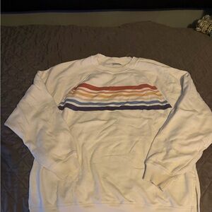 Women’s White Oversized Sweater with Multicolor Stripes